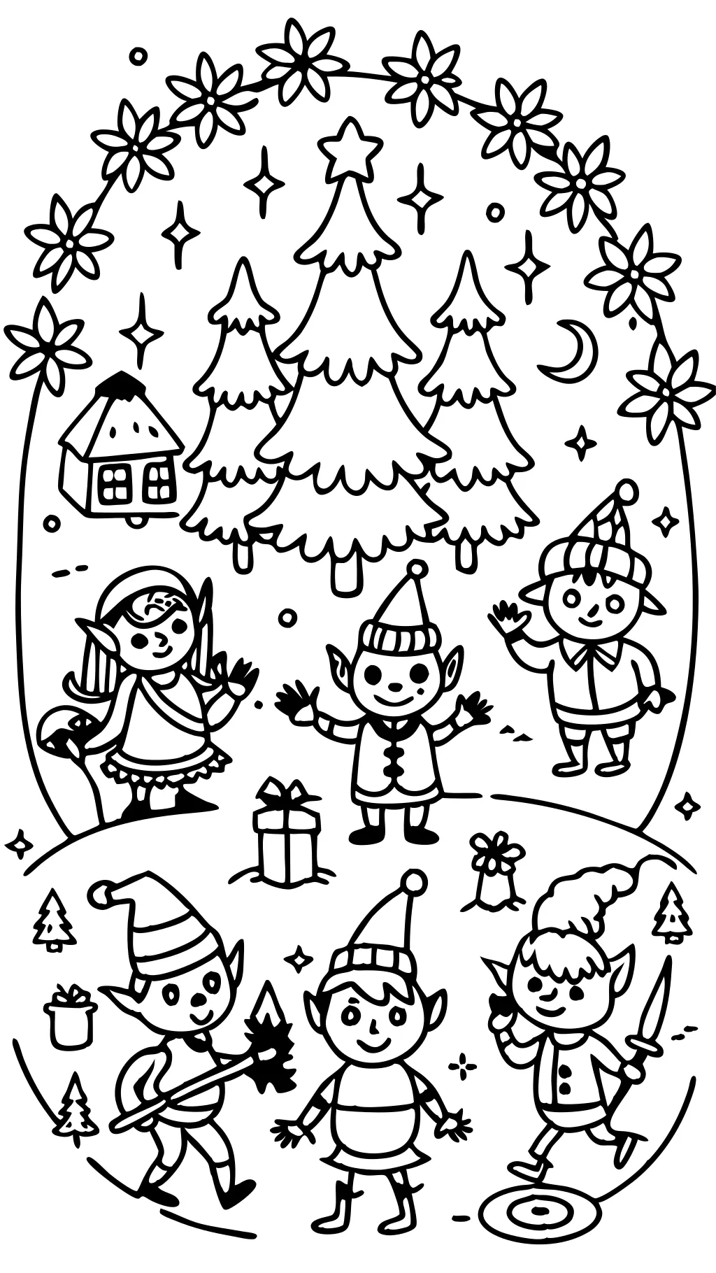 elves coloring page